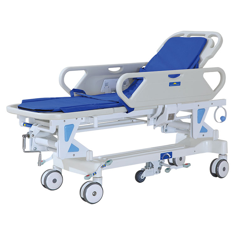 Stretcher trolley for manual patient transport